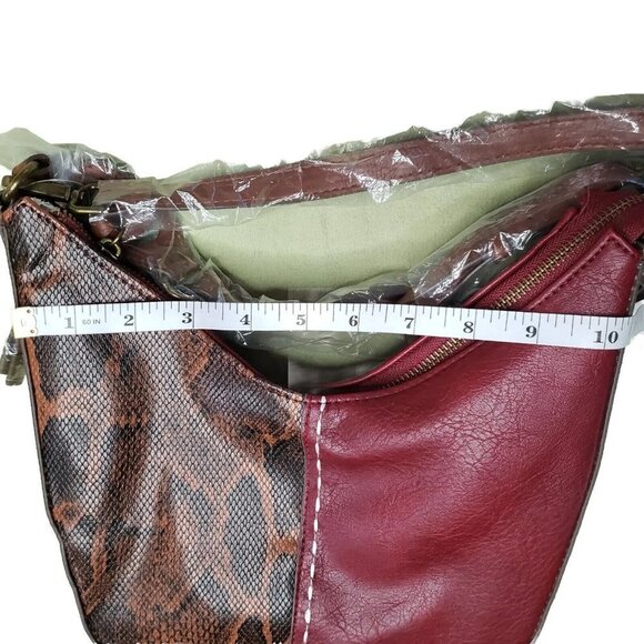 Crossbody Purse Red & Snakeskin Brown Time & Tru Alice Bag Adjustable Strap NEW - Picture 13 of 14
